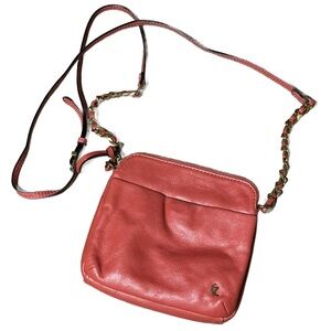 Elliott Lucca Zoe Small Leather Crossbody Bag with Gold Hardware (Pinkish/Orange